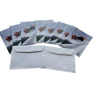 Set of 8 Collegiate OU Sooners Penguin Noggin 5 x 7 Christmas Holiday Cards-NEW